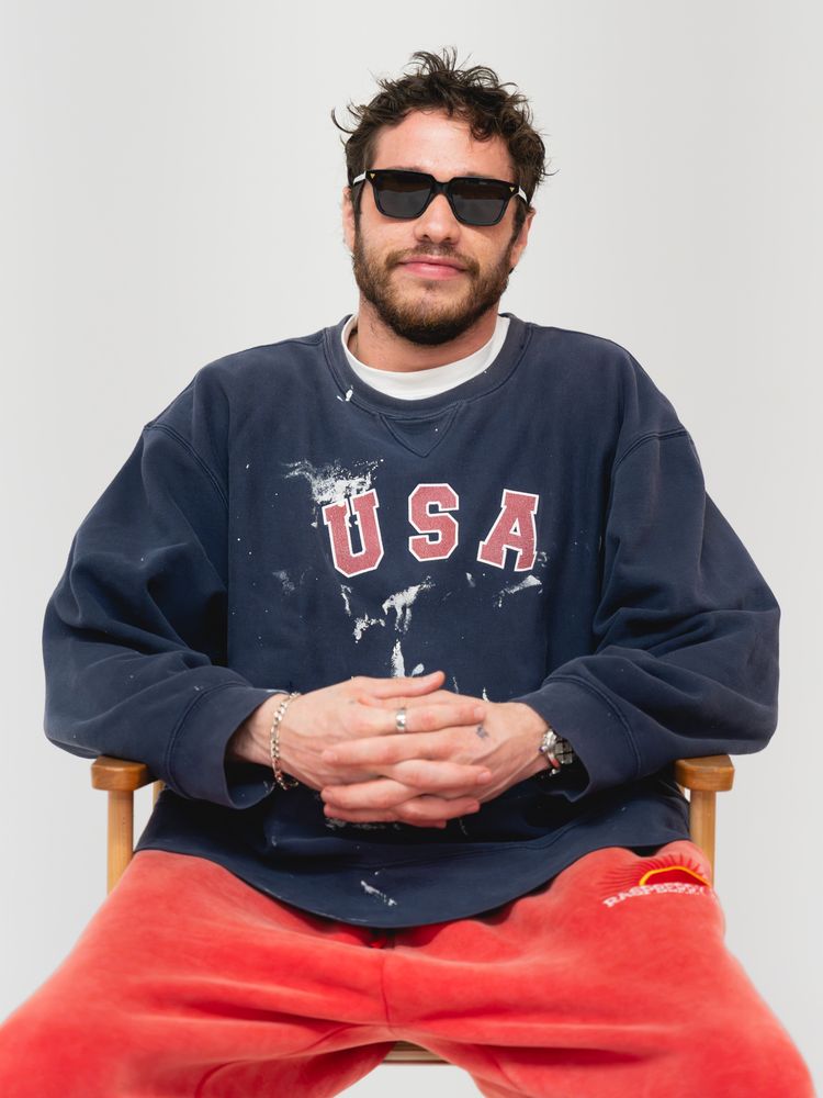 Pete Davidson, studio portrait 2 of 3, gray seamless backdrop